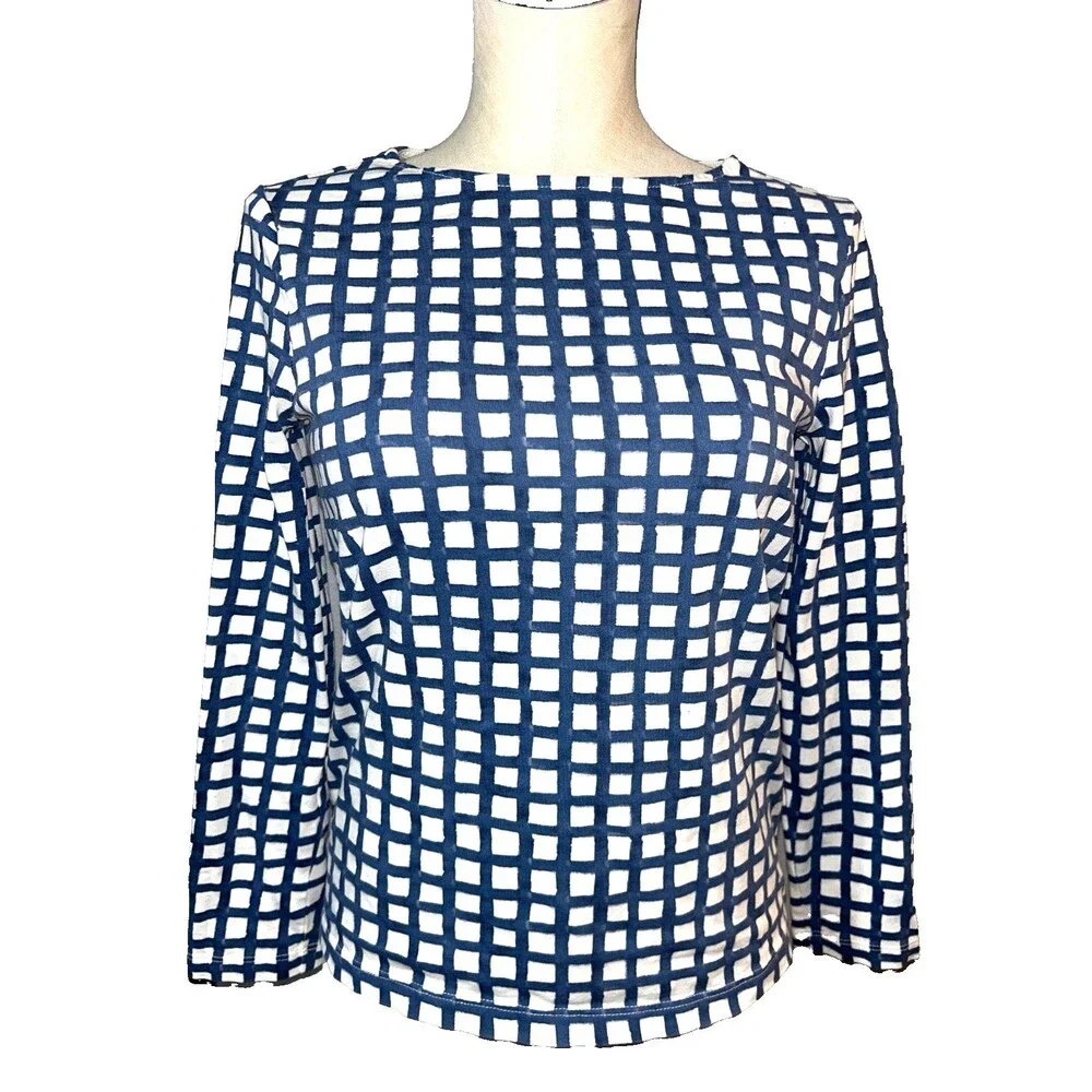 Tory Burch Women’s Long Sleeve T-Shirt Top size XS Pima Cotton Boat Neck Neck
